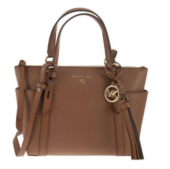 New Michael Kors Sullivan Convertible Top Zip Brown Borsa Sm Tote Luggage